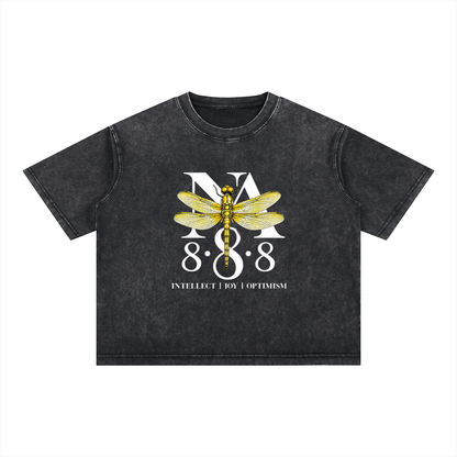 Yellow Dragonfly Oversized Crop Tee