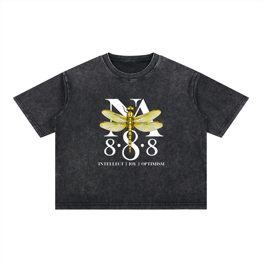 Yellow Dragonfly Oversized Crop Tee