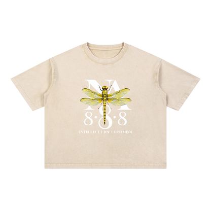 Yellow Dragonfly Oversized Crop Tee