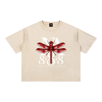 Crimson Red Dragonfly Oversized Crop