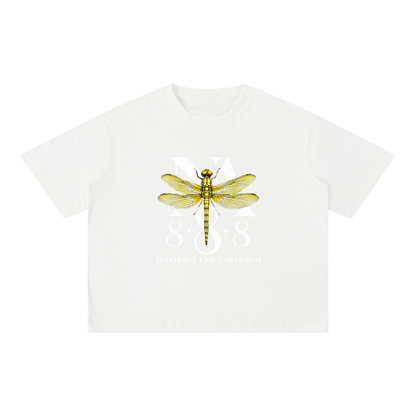 Yellow Dragonfly Oversized Crop Tee