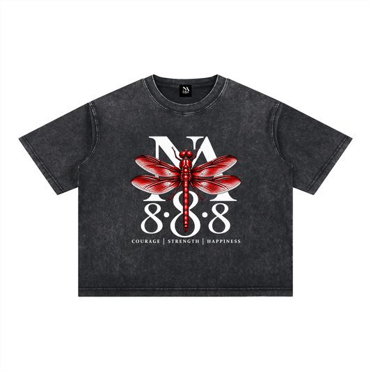 Crimson Red Dragonfly Oversized Crop