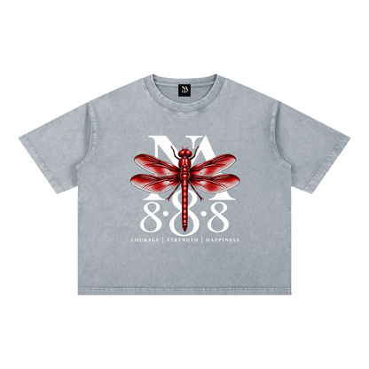 Crimson Red Dragonfly Oversized Crop