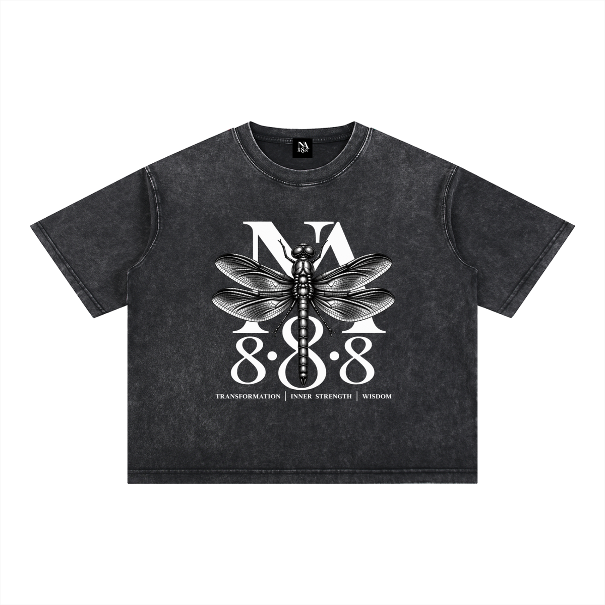 Metallic Black Dragonfly Oversized Crop