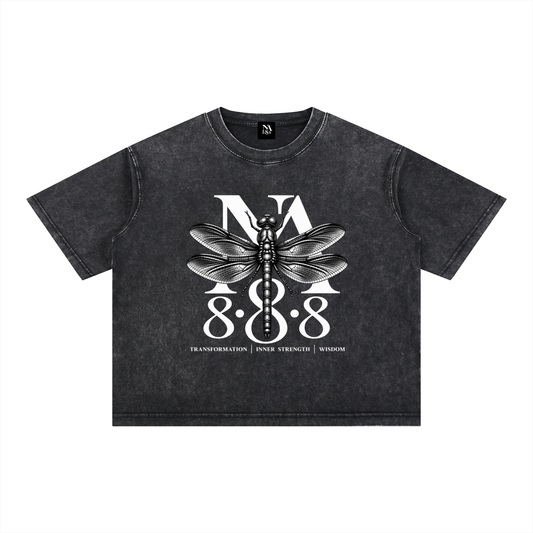 Metallic Black Dragonfly Oversized Crop