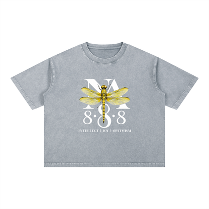 Yellow Dragonfly Oversized Crop Tee