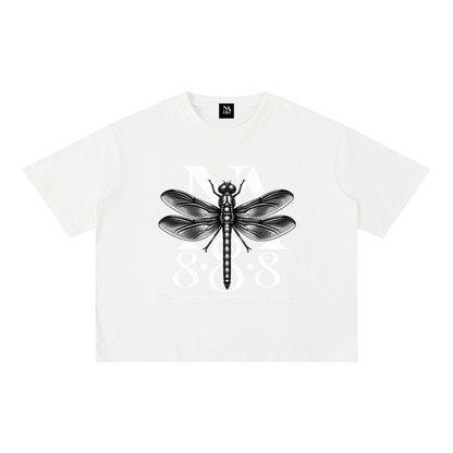Metallic Black Dragonfly Oversized Crop