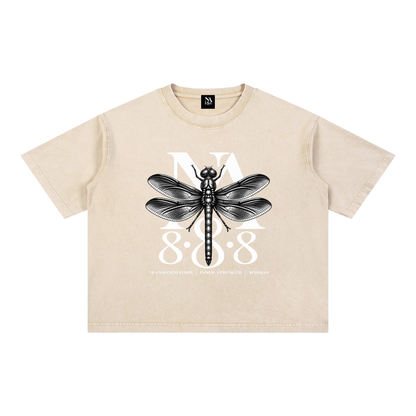 Metallic Black Dragonfly Oversized Crop